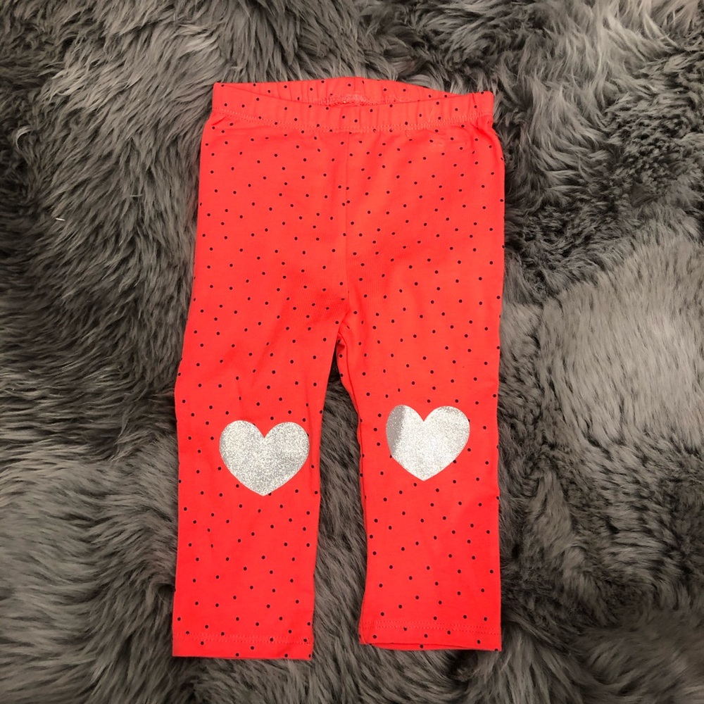 First Impressions | Girl's Polka Dot Leggings | Coral | 6-9 Months